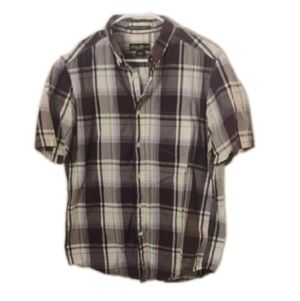 Eddie Bauer Men's Plaid Shirt - Purple and White
